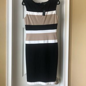 NWT- White House Black Market Color Block Striped Dress